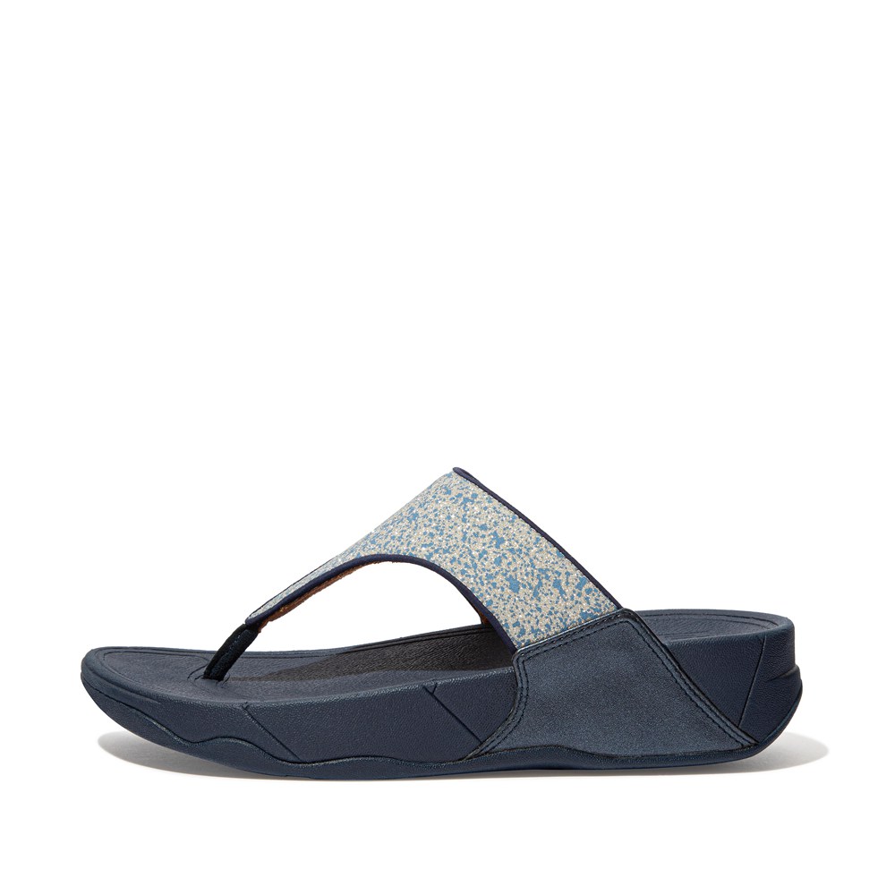 Fitflop Womens Sandals Navy - Lulu Shimmer Toe-post - 19QZTVFED